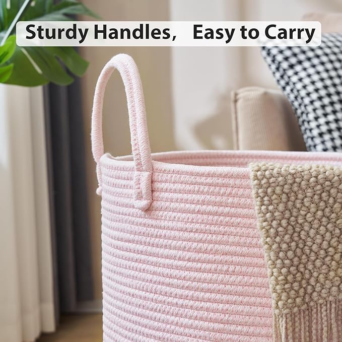 Laundry Hamper Basket, Woven 58L Tall Laundry Basket for Blanket Organizer- Nursery Hamper for Bedroom And Bathroom Storage