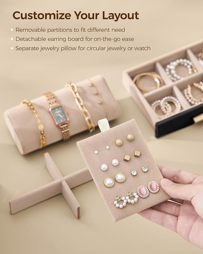 360° Rotating Jewelry Box with 7 Drawers, Spacious Vertical Jewelry Organizer with Glass Window, Jewelry Storage Case, Dustproof & Moisture-resistant Design, Black