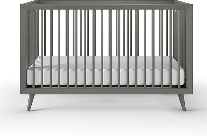 Child Craft Cranbrook 4-in-1 Convertible Crib, Baby Crib Converts to Day Bed, Toddler Bed and Full Size Bed, 3 Adjustable Mattress Positions, Non-Toxic, Baby Safe Finish (Lunar Gray)