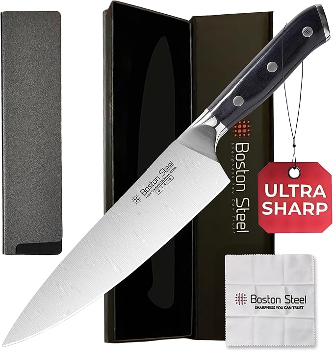 Chef Knife 8 Inch – Ultra Sharp High Carbon Stainless Steel Kitchen Knife, Professional 8” Chef’s Knife with Ergonomic Handle, for Home & Restaurant with Gift Box, Culinary Cooking Knife