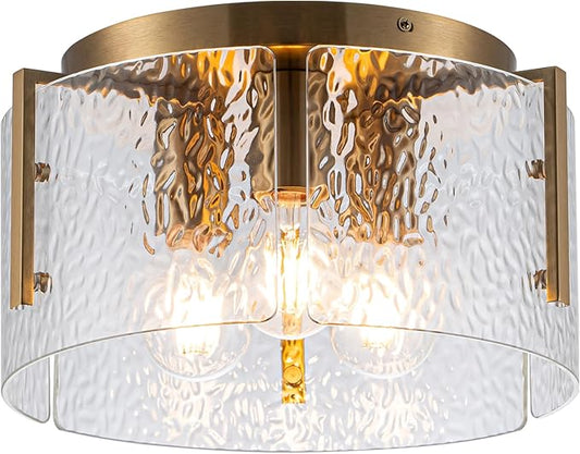 MAYNA Modern Gold Ceiling Light Fixture, 3-Light Hallway Light Fixtures Ceiling Mount, Dimmable Foyer Kitchen Lighting Fixtures for Bedroom Bathroom Dining Room Laundry Room Entryway