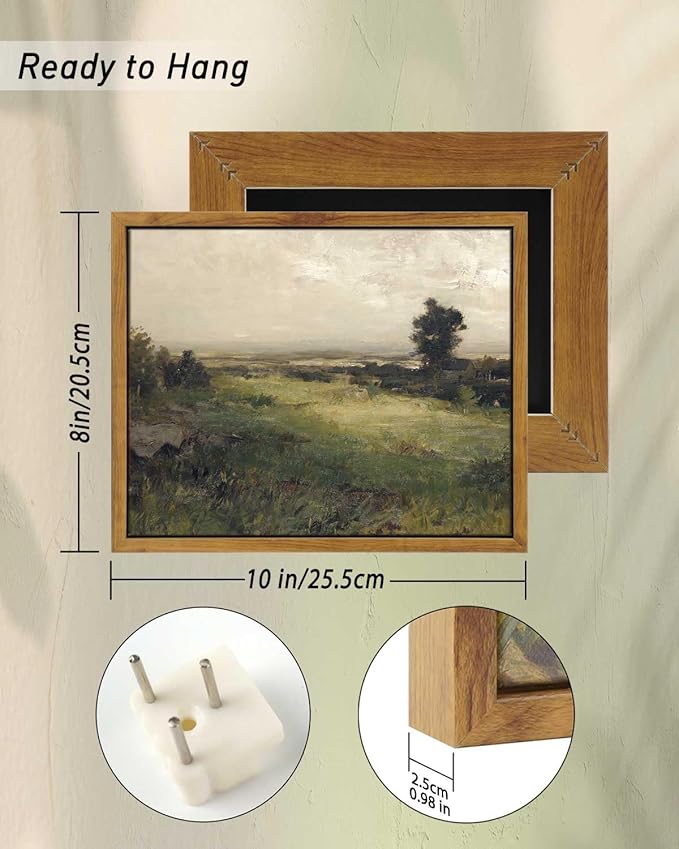 InSimSea Framed Canvas Wall Art Vintage Decor, The Vast Grassland Wall Art Room Decor, Classical Scenery Oil Painting Wall Artwork, Home Wall Decoration for Bedroom Living Room Bathroom, 8"x10"