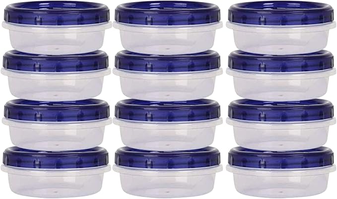 HomeyGear 12 Pack Small Twist Top Food Storage Containers Leak Proof, Airtight Storage Canisters with Screw & Seal Lids BPA Free, Stackable, Reusable Kitchen Essentials, Snack 8 Ounce