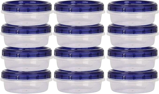 HomeyGear 12 Pack Small Twist Top Food Storage Containers Leak Proof, Airtight Storage Canisters with Screw & Seal Lids BPA Free, Stackable, Reusable Kitchen Essentials, Snack 8 Ounce