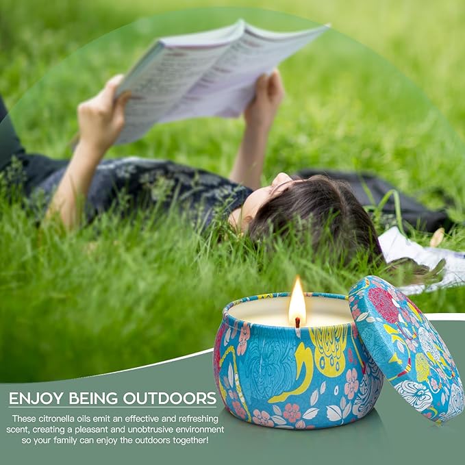 Citronella Candles Outdoor, 12Pack 52.8oz Natural Soy Wax Scented Citronella Candle Set up to 360 Hours Burning, Fresh Citronella Oil Infused for Indoor Outdoor, Camping, Garden, Patio, Yard, Balcony