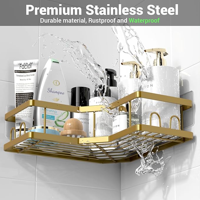 Corner Shower Caddy Bathroom Organizer Adhesive Shower Rack Bathtub Shelves - 3Pack No Drilling Shower Shelf - Stainless Steel Organizer