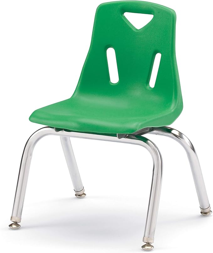 Jonti-Craft Berries 8142JC1119 Stacking Chair with Chrome-Plated Legs, 12" Height, Green