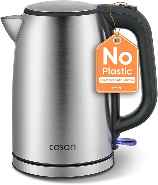 COSORI Electric Kettle, Stainless Steel Tea Kettle, Plastic-free Inner Lid, Filter and Spout, Easy to Clean, Automatic Shut Off & Boil-Dry Protection, Hot Water Boiler & Heater, 1.7L, 1500W
