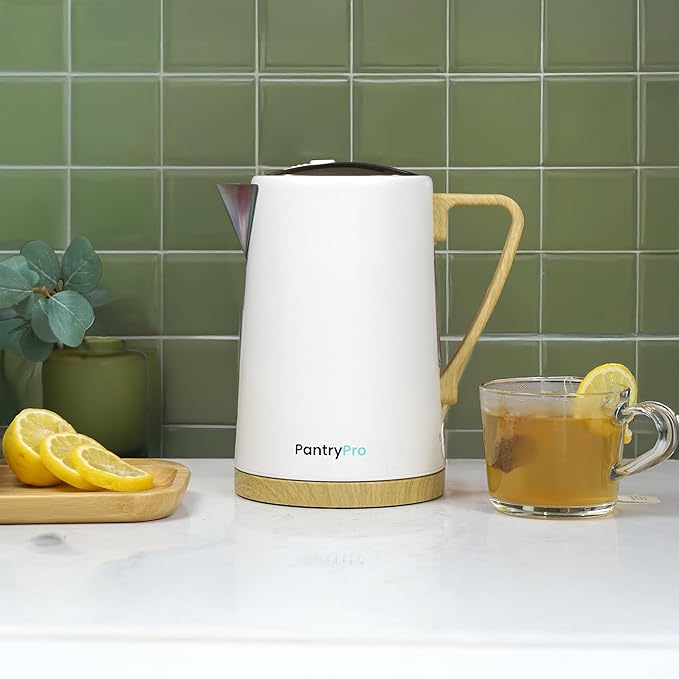 1.7L 1500W Wide Mouth Electric Kettle - Stainless Steel Interior - Rapid-Boil - Auto Shut-Off, Boil-Dry Protection, Cool-Touch, LED Indicator - White by The Display Guys