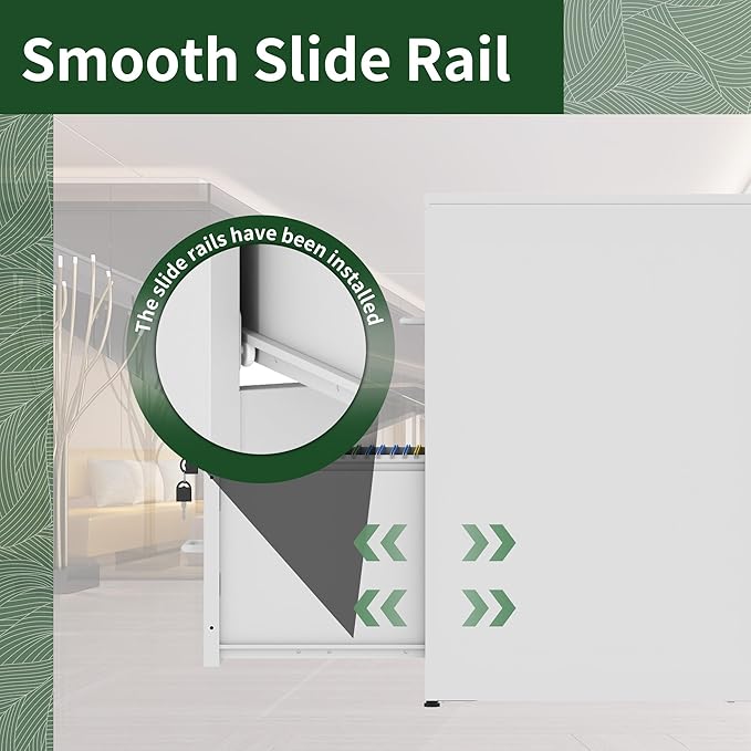 File Cabinet, Vertical File Cabinets with Lock for Home Office,Heavy Duty Office Steel Filing Cabinet for Hanging Letters/Legal/A4, Assembly Required (White, 2 Drawers-Small)