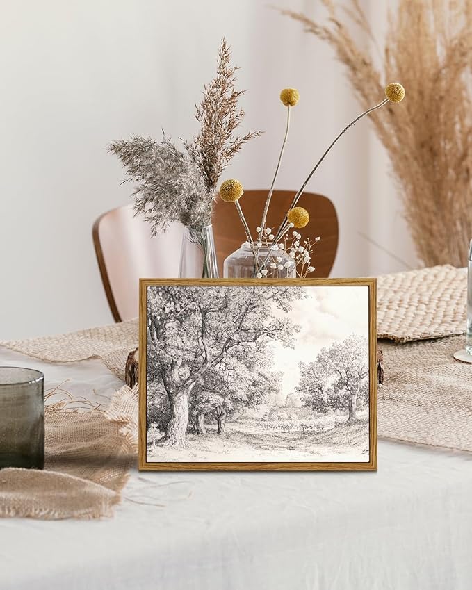 InSimSea Framed Wall Art for Living Room Tree Forest Canvas Art Wall Decor Retro Farmhouse Artwork Watercolor Landscape Picture Prints Rustic Gallery Boho Vintage Botanical Bedroom Office Decor 8x10In