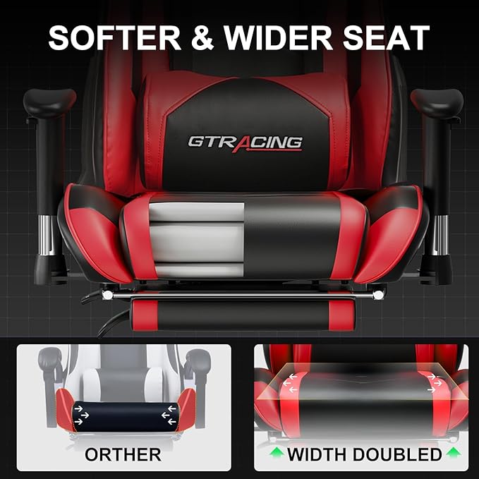 GTRACING Gaming Chair with Footrest, High Back Computer Chair Ergonomic Game Desk Chair Racing Executive Adjustable Swivel Rocker with Headrest and Lumbar Support