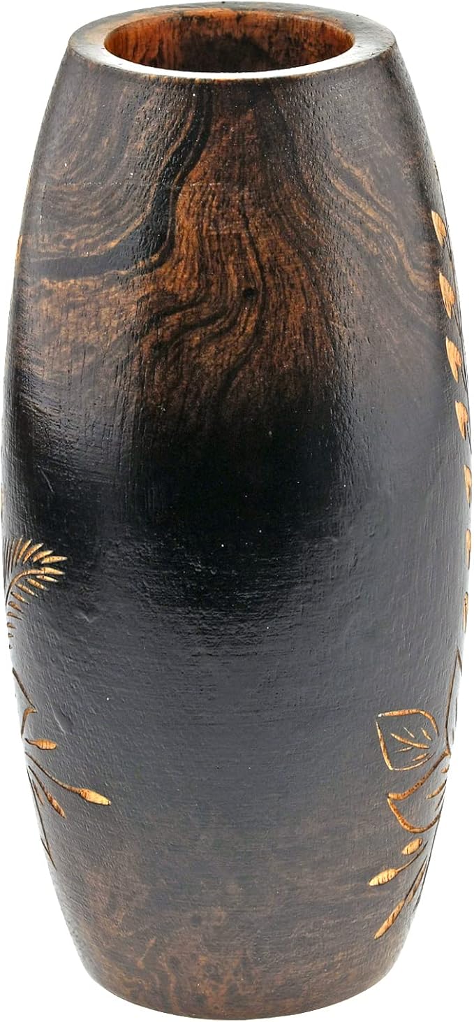 AeraVida Majestic Flower Garden Brown Mango Tree Wood Flower Vase | Dark Brown Wooden Vase for Living Room | Decorative Vase Gifts