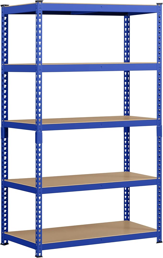 Yaheetech Storage Shelves 5 Tier Garage Shelving Heavy Duty Garage Shelves Adjustable Metal Shelving Unit Utility Rack Industrial Shelving for Warehouse Pantry Closet, 35.5″W × 17.5″D × 72″H, Blue