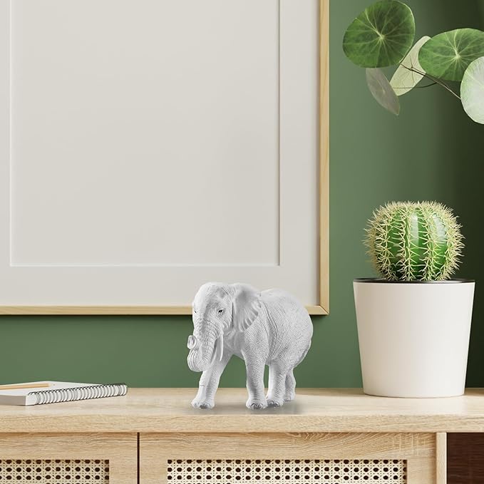 Thinker Statue Gold Decor Abstract Art Sculpture, Golden Resin Collectible Figurines for Home Living Room Office Shelf Decoration,Great Gift Ideas (Elephant-White)