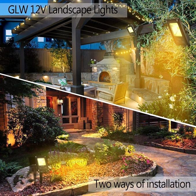 10W LED Landscape Lights 12V Low Voltage Outdoor Spotlights Warm White 3000K IP65 Waterproof with Spike Stand for Garden,Yard,Deck,Step [4 Pack]