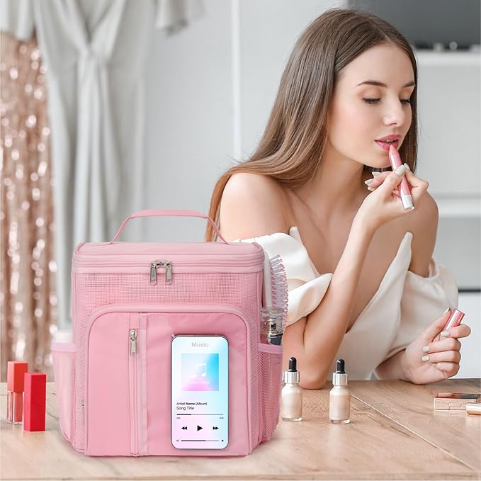 F-color Hanging Shower Caddy Portable - College Dorm Essentials for Guys with Hooks, Quick-Dry Shower Bag for Dorm Travel Gym Camping, Water-Resistant with Multiple Pockets, 2 Packs Pink