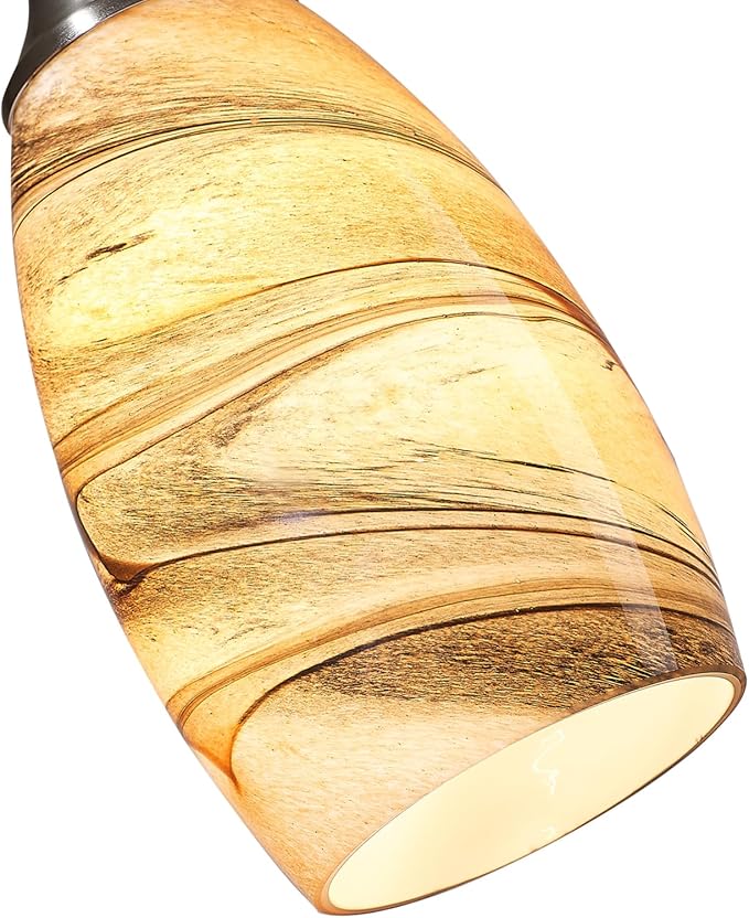 Mini Pendant Lights Kitchen Island Light Brown Glass Lamp Shade Hand Blown Glass Pendant Light with Brush Nickel Finish Adjustable Cord for Kitchen Over Sink, Dining Room (Light Brown-1P)