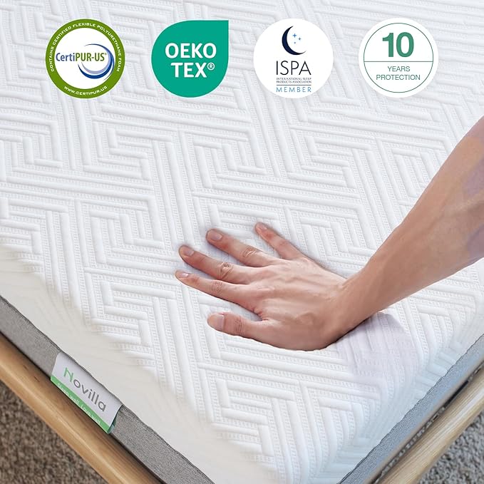 Novilla Mattress Full, Cooling Gel Memory Foam Mattress 8 Inch for Contour Support & Pressure Relieving & Plush Comfort, CertiPUR-US Certified Foam