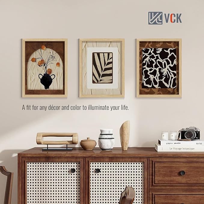 VCK 18x24 Poster Frame Set of 4 - Oak, Gallery-Quality Wood Picture Frames, 1.1-Inch Wide Border, Polished Plexiglass, Vertical or Horizontal Wall Display for Photo/Art/Prints, Natural Oak