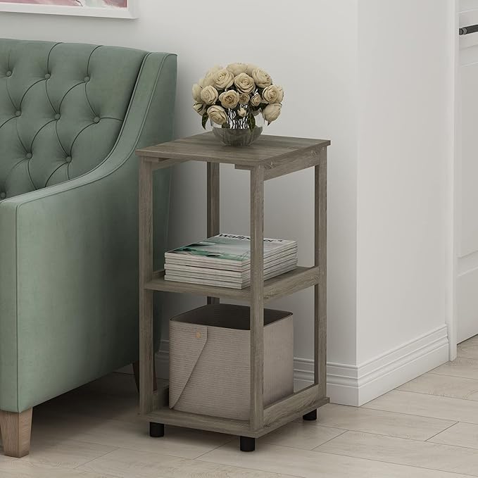 Furinno Romain 2-Tier Tall End Table, French Oak