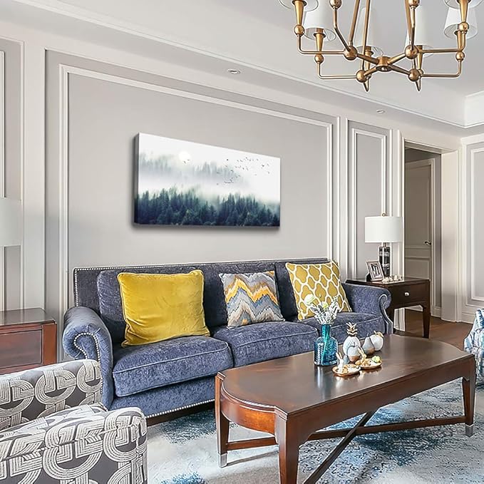 MHARTK66 Ethereal Landscape Mountain landscape painting-Canvas Wall Art for Living Room - Bedroom Wall decor-Modern Home Decor office wall decorations Stretched and Framed Ready to Hang 20" x 40"inch