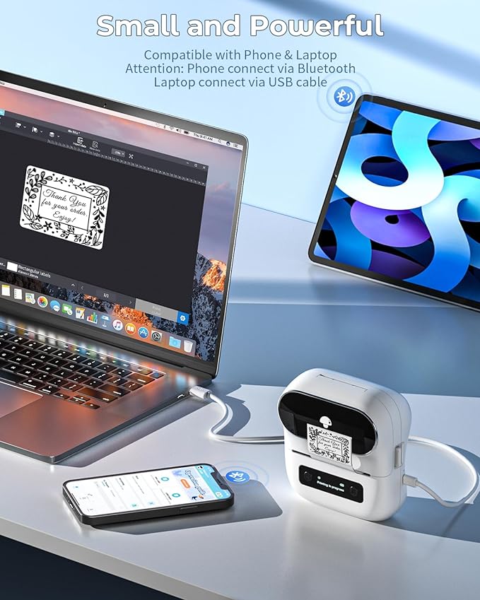 Phomemo Label Maker, M220 Barcode Printer, Bluetooth Thermal Label Printer, with Multiple Templates, Fonts, and Icons for Home, Kitchen, School, Office Organization