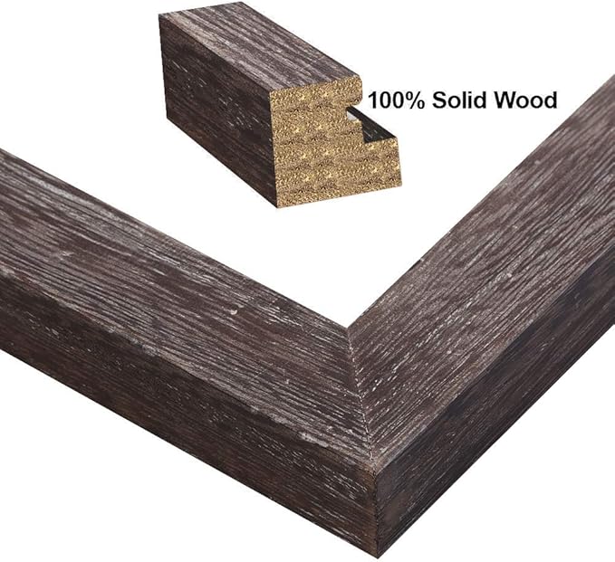 RPJC 6x8 inch Picture Frame Made of Solid Wood and High Definition Glass Display Pictures 4x6 with Mat or 6x8 Without Mat for Wall Mounting Photo Frame Driftwood Finish