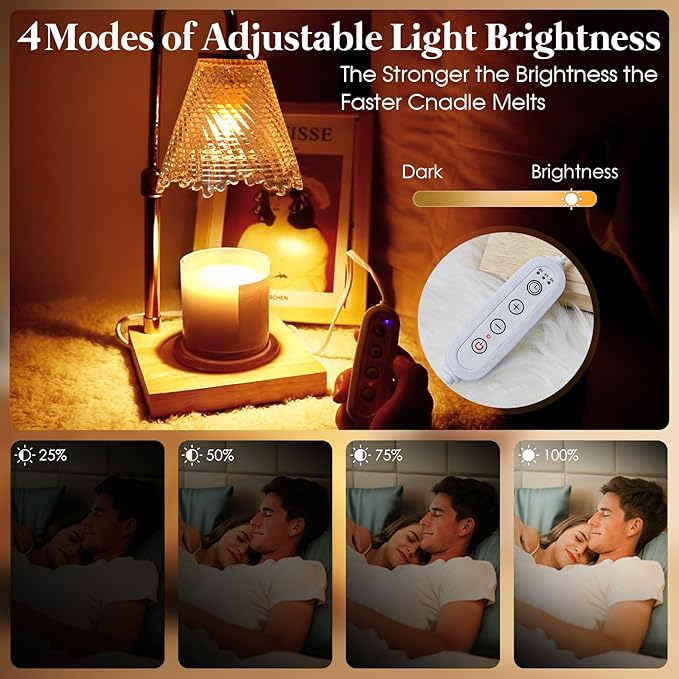 Adjustable Candle Warmer Lamp with Timer: Birthday Gifts for Women New Home Decor - Wax Melt Warmer Gifts for Women for Jar Candles (Gold)