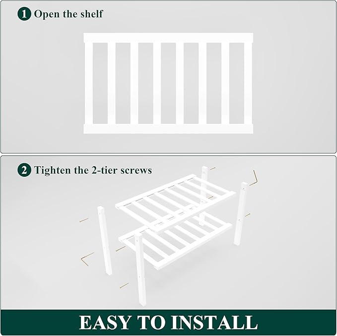 Smiry Bamboo Shoe Rack for Closet, 2 Tier Small Wooden Stackable Shoe Organizer, Free Standing Shoes Storage Shelf for Entryway, Front Door Entrance, White