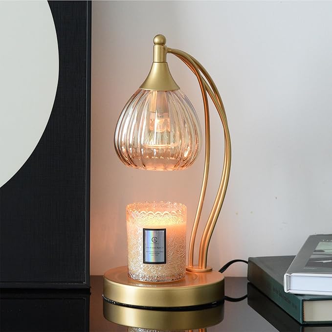 Candle Warmer Lamp, Electric Candle Warmer with Timer Dimmer - Candle Lamp Warmer for Scented Jar Candles - Candle Lamp for Housewarming Gifts New Home Decor (Amber Color)