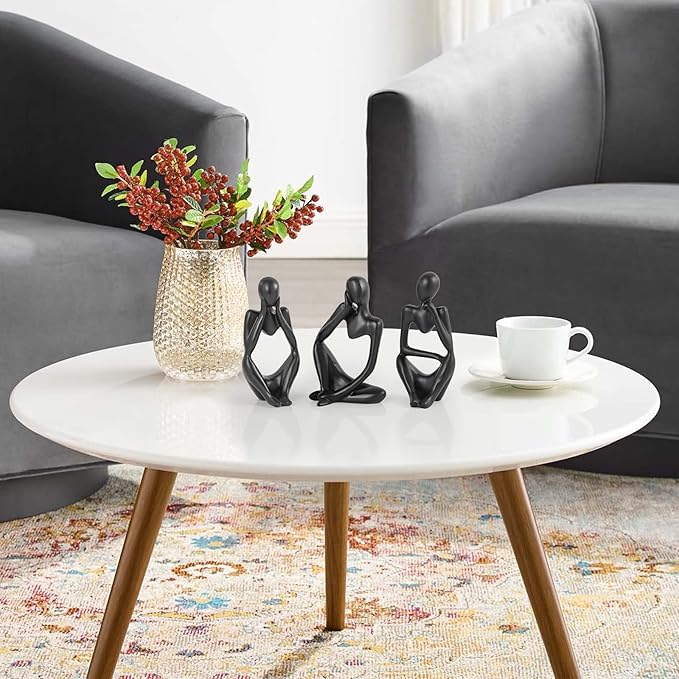 Thinker Statue Gold Decor Abstract Art Sculpture, Golden Resin Collectible Figurines for Home Living Room Office Shelf Decoration,Great Gifts Ideas (Black)