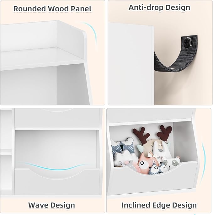 GarveeHome Kids Toy Storage Organizer, Children Bookcase with Storage Cubbies, Toddler Toy Shelf for Playroom, Living Room, Nursery