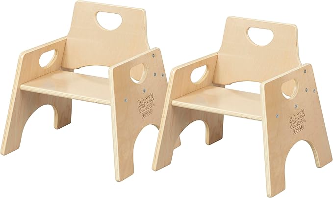 Wooden Toddler Chairs, 8", Stackable Chairs, Natural, 2-Pack