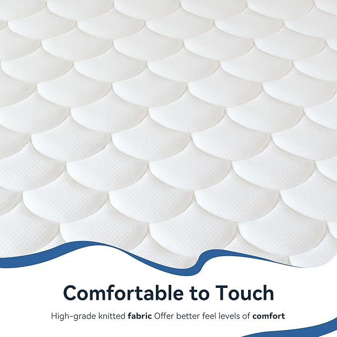 12 Inch Hybrid Queen Mattress in a Box, Gel Memory Foam, Individually Wrapped Springs, Medium Firm, Edge Support, Motion Isolation, Pressure Relief, CertiPUR-US Certified, Blue & White