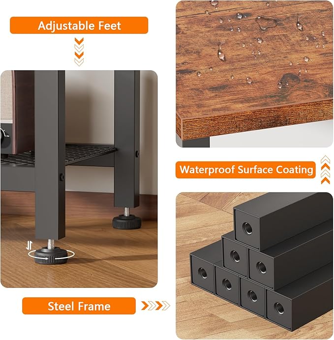 Furologee TV Stand with Power Outlets, Small Entertainment Center with Open Storage Shelves, Media Console Center for TVs up to 50 Inch, Television Stands for Living Room/Bedroom, Rustic Brown