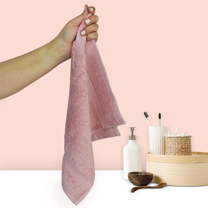 Chakir Turkish Linens 100% Cotton Premium Turkish Towels for Bathroom | 13'' x 13'' (6-Piece Washcloth, Pink)