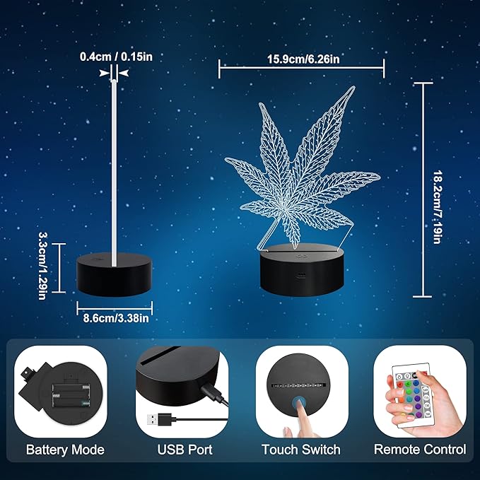3D Leaf LED Light 16 Color Changing Table Light Night Light with Remote Control 16 Colors Changing Table Desk Bedroom Decor Optical Home Room Store Decoration