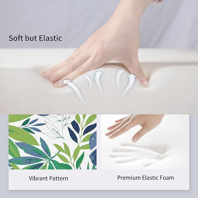 Set of 2 Outdoor Chair Cushions with Ties,Water Repellent Patio Chair Pads 17"x 16" for Outdoor Furniture,Round Corner Seat Cushions for Garden Yard Kitchen Islamorada Blue Green