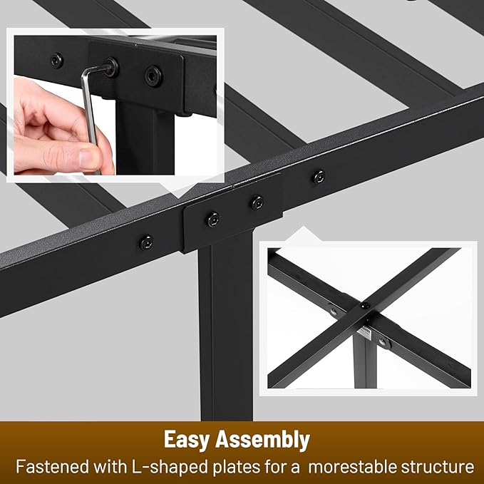 Twin Bed Frame with Headboard,Heavy Duty LED Bed Frame with USB Charging Station,Mattress Foundation-Under Bed Storage, No Box Spring Needed, Noise Free,Brown