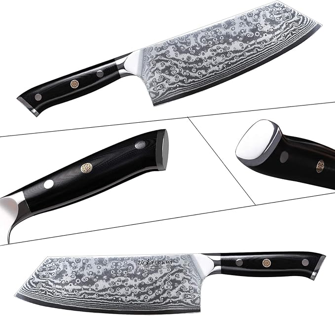 Professional Cleaver Knife 7.5 Inch - Classic Damascus pattern Japanese VG-10 Steel Chef Knives