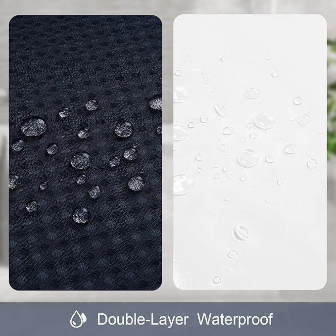 3 in 1 Shower Curtain Set, Navy Blue Waffle Shower Curtain and PEVA Liner Set with 12 Stainless Steel Shower Curtain Hooks, Waterproof Fabric Shower Curtains for Bathroom, 72 W x 72 H