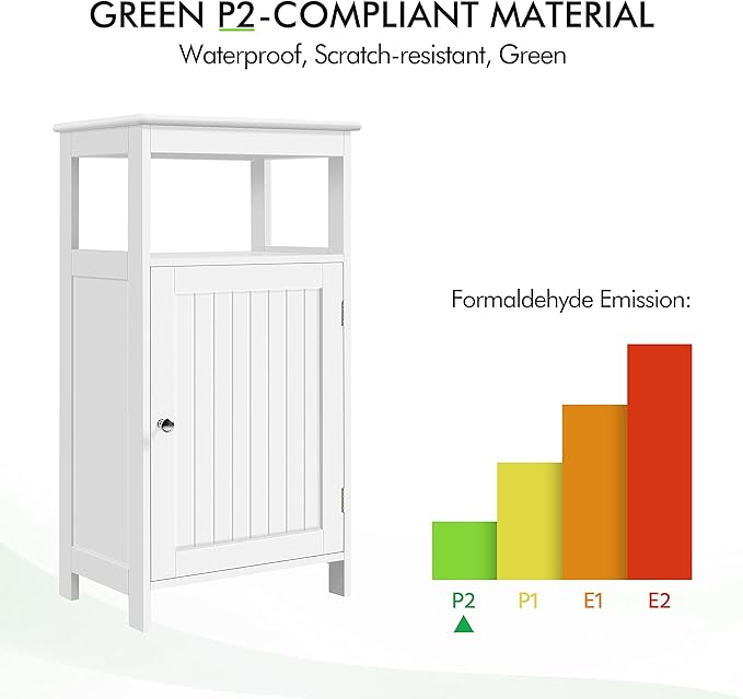 Yaheetech Single Door Floor Cabinet, Bathroom Free Standing Storage Organizer with Adjustable Shelf, Narrow Side Cabinet for Living Room, White