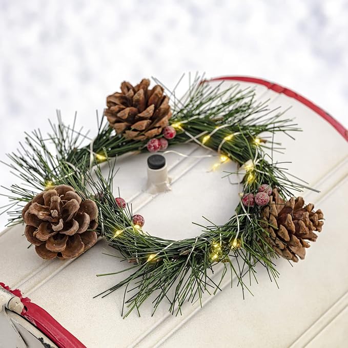 42" Tall Metal Standing Santa's Mail Christmas Mailbox with Light-up LED Wreath (White Top)