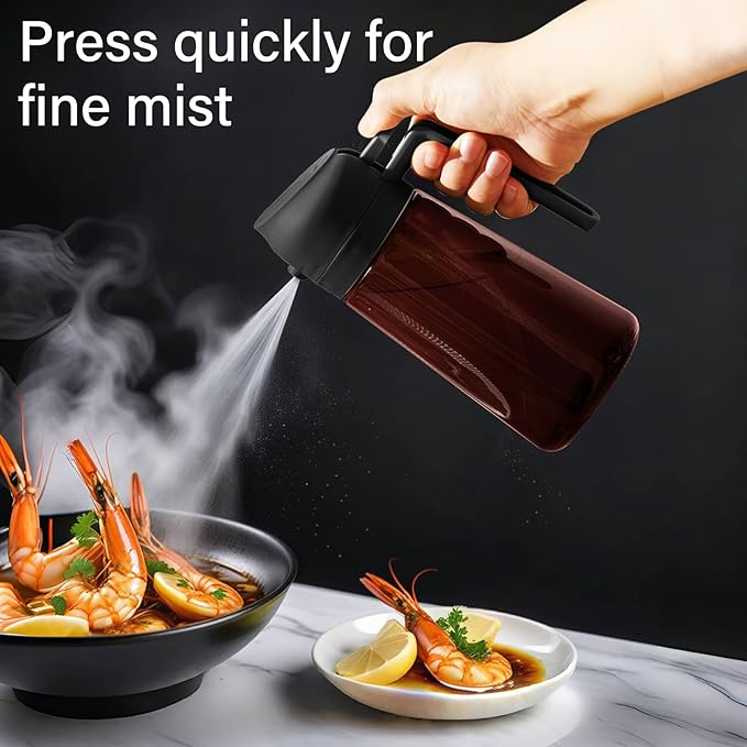 16oz Oil Dispenser Bottle for Kitchen - 2 in 1 Olive Oil Dispenser and Oil Sprayer - 470ml Olive Oil Bottle - Oil Sprayer for Cooking, Kitchen, Salad, Barbecue Black (Wine red with black lid)