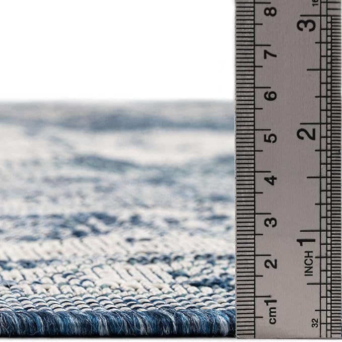 Unique Loom Outdoor Traditional Collection Area Rug - Valeria (3' 3" x 5' 3" Oval, Blue/ Ivory)