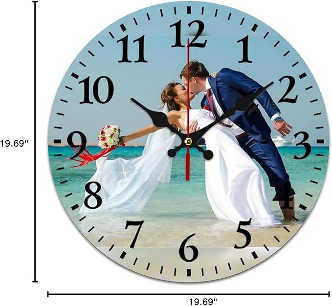 Custom Wall Clock, Personalized Wall Clock with Photo/Image Text Non-Ticking Clock Silent Customized Digital Wall Clocks Customized Gift for Living Room Kitchen Bathroom Home Decor 19.69''