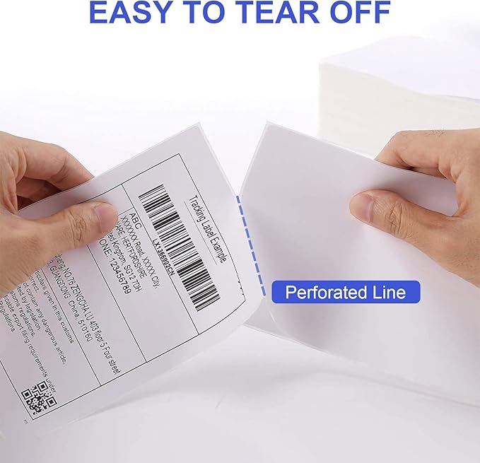 RyhamPaper 4" x 6" Fanfold Direct Thermal Labels White Mailing Postage Labels, Perforated, Permanent Adhesive Shipping Labels (1 Stacks - 500 Labels)