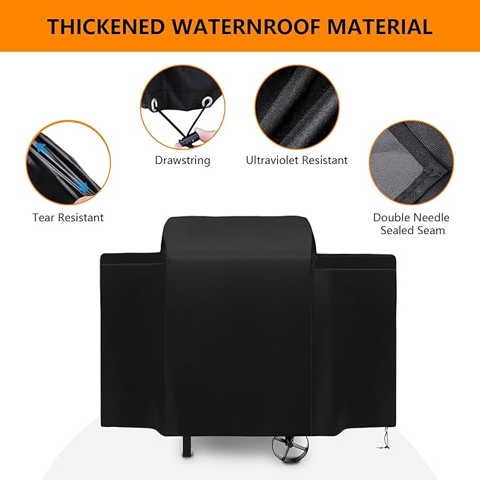 Grill Cover for Pit Boss 440 Deluxe 440D2 440D 456D Ranch Hand 440TGR1 72440 72444 Mile Hybrid PB600HY Wood Pellet Grill,600D Heavy Duty Waterproof Smoker Cover for Pit Boss 73440 Deluxe,Black