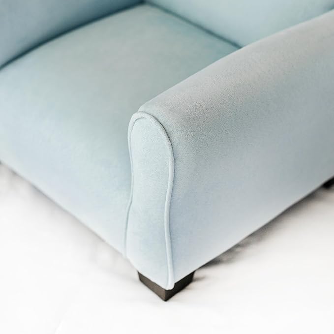 Kid Rocking Chair for Toddlers, Child Chair for Little Kids, Upholstered Toddler Armchair for Children, Comfy and Cute Little Kid Chairs (Legs, Light Blue)